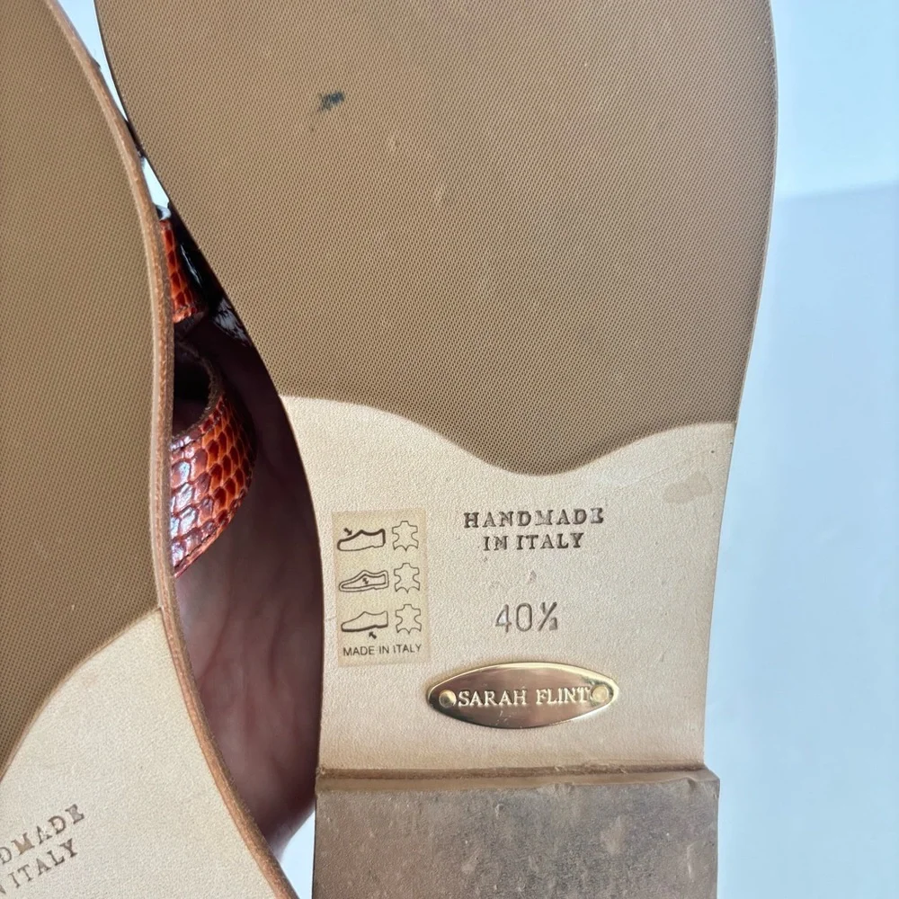Sarah Flint Kim Slip On Brown Toffee Embossed Calf Leather Sandals 9.5 - Picture 8 of 9